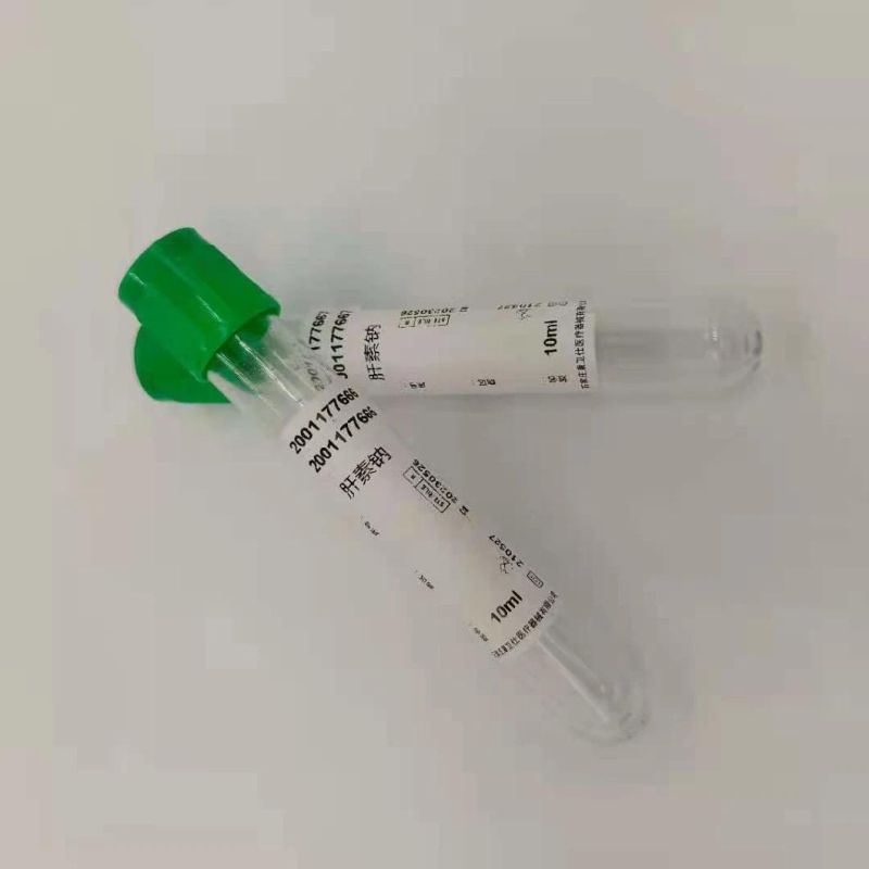 10ml Sodium Heparin/Lithium Disposable Human Venous Vacuum Blood Collection Tube (PET material)