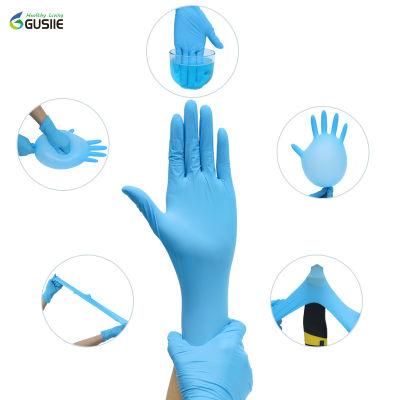 High Quality Disposable Medical Examination Blue Nitrile Gloves Blue Color Disposable Nitrile Large Gloves
