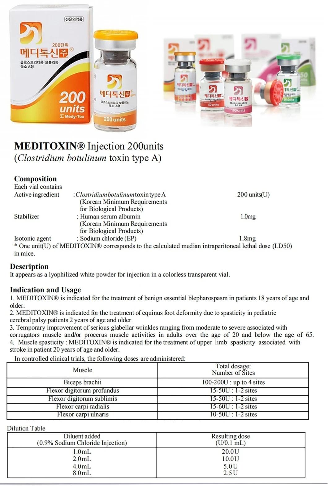 2022 New Factory Prices Anti Wrinkle Botulax Botulinum Type a Toxin Meditoxin Otulax Meditoxin Nabota Innotox Rentox 50units 100units