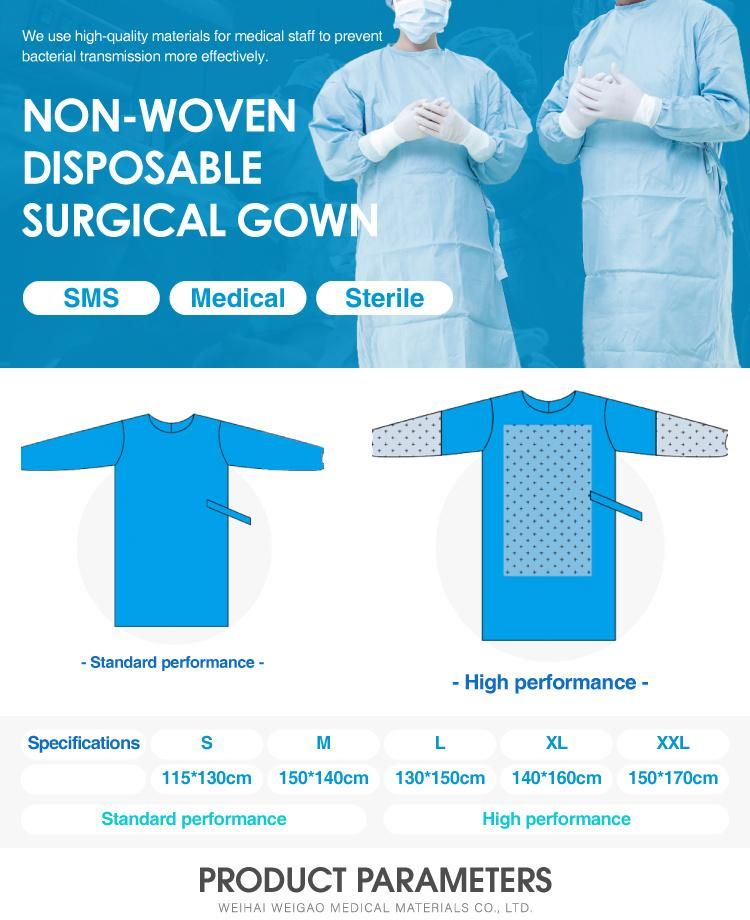 Factory PP Isolation Medical Disposable Surgical Gowns for Hospital
