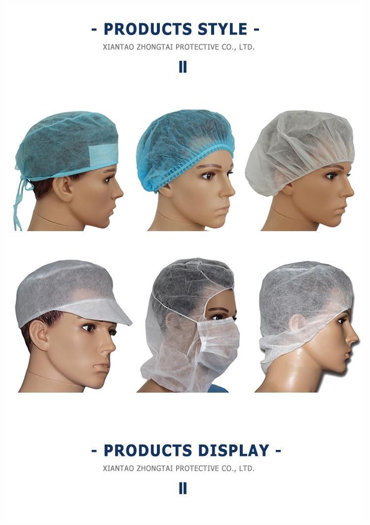 Disposable PP Non Woven Surgical Bouffant Mob Clip Cap Hair Cover with Elastic Band