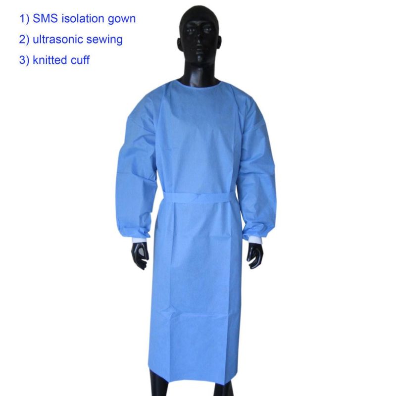 High Quality Disposable Long Sleeve Nonwoven Isolation Gown