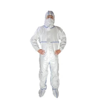 High Quality Type5b/6b En14126 PPE Coverall Water Proof Work Uniform Disposable Isolation Gown Safety Suit