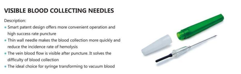 Medical Disposable Blood Collection Needle, Pen Type/with Scalp Vein Set Butterfly/Winged, 22g X 1 1/2′ ′
