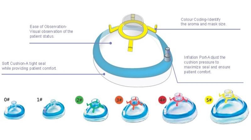 All Sizes Paediatric Infant Adult Disposable Medical Grade PVC Sterile Anesthesia Ergo Mask for First Aid