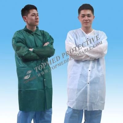 Hot! Non-Woven Lab/Hospital Visitor Coat, Disposable White Polypropylene Lab Coat