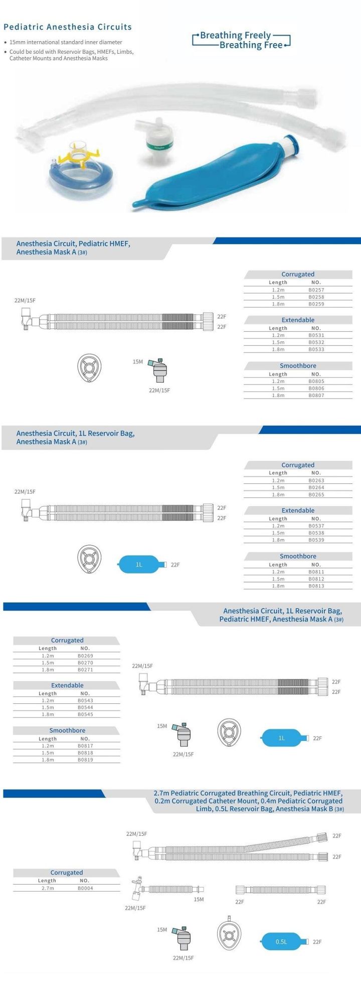 China Factory Directly Supply Single Limb Breathing Circuit Breathing for Ventilators