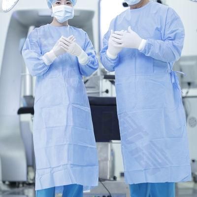 Medical Safety Blue Sterile Non-Woven Disposable Sterile Reinforced Surgical Gown