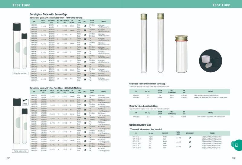 Test Tube Centrifuge Tube Blood Sampling Tube Specimen Collection Tube