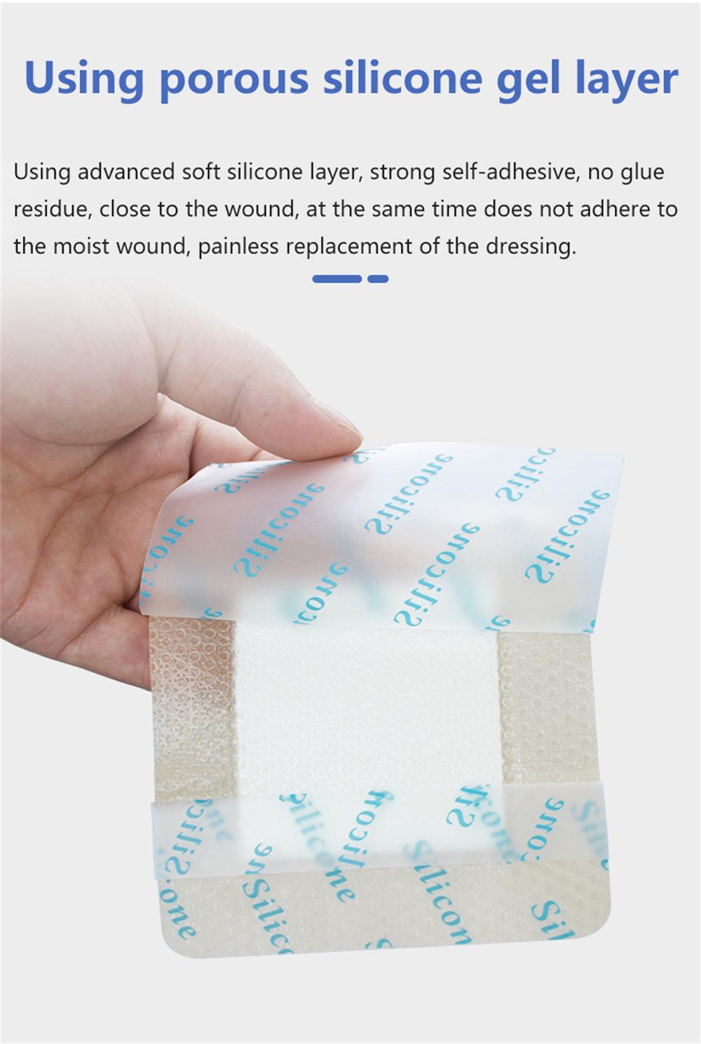 CE Sterile Five-Layered Soft Silicone Foam Wound Adhesive Dressing to Prevent Pressure Ulcers
