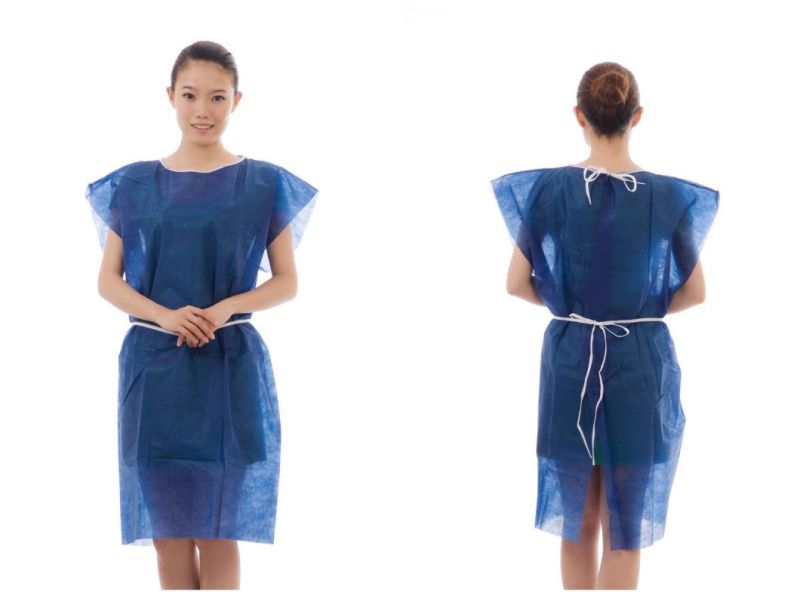 Medical Use Non-Woven Patient Gown Without Sleeves/Disposable Use Dark Blue Patient Gown