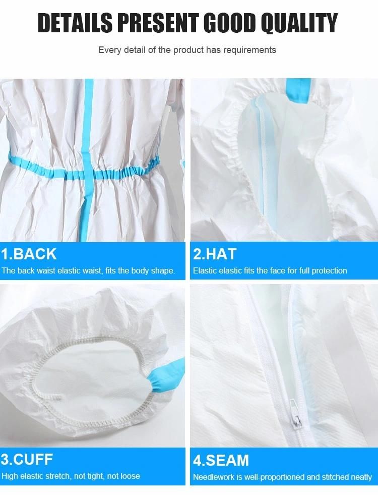 Surgical Supplies Materials Safety Clothes Type 5/6 Disposable Coverall with High Quality for Adult