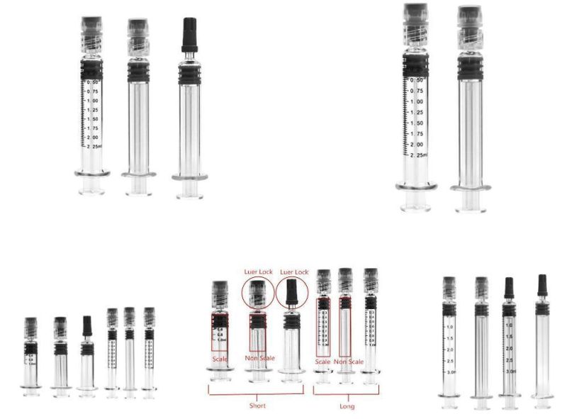 Custom Logo OEM Screen Printing Scale 1ml Glass Syringe Luer Lock Glass Syringe