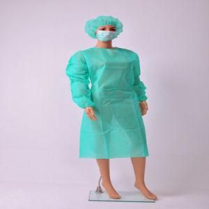 Disposable Nonwoven Isolation Gown with Elastic/Knitted Cuff