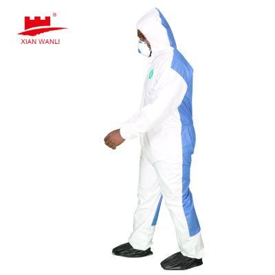 Disposable Full Body Overalls Personal Safety Clothing Type5/6 PP PE Non Woven Protective Clothing Without Blue Tape