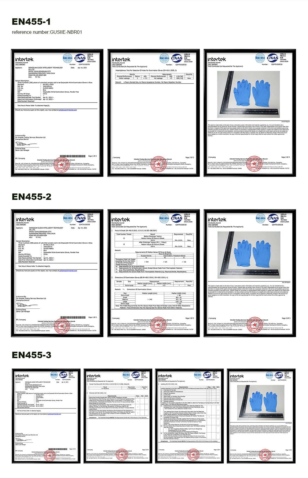 Disposable Factory Exam Powder Free Nitrile Gloves