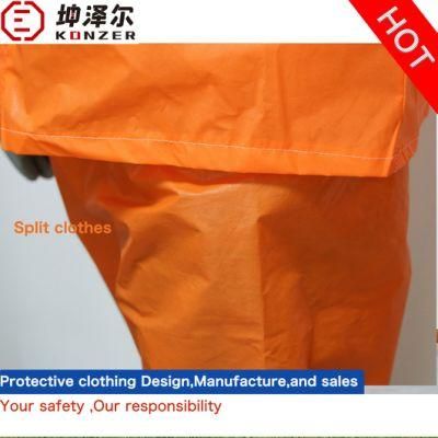 White Disposal Coverall Split Protective Clothing for Food Processing Industry Service
