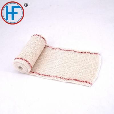 Mdr CE Approved Cleaning Resistant Red Line Dressing Cotton Crepe Bandage with Good Air Permeability