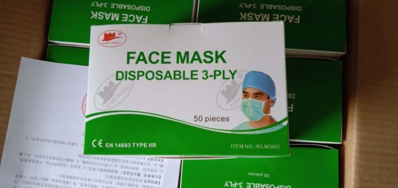 Nonwoven 3 Ply 50PCS/Box Earloop Disposable Face Mask