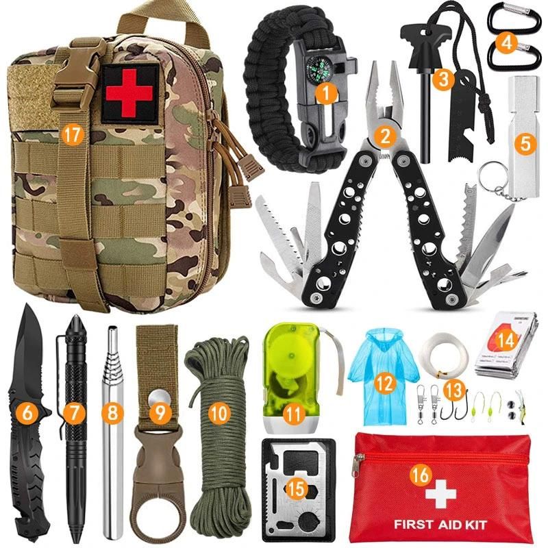 Outdoor Camping Equipment Survival Medical Multifunctional Sos Emergency Supplies First Aid Kit with 67PCS Kit Inside