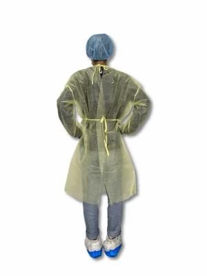 Yellow Non Woven Insulation Visitor Procedure Disposable Isolation Gown