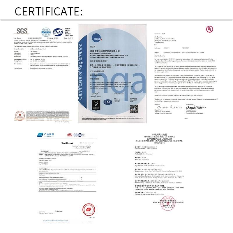 Cheap Price AAMI Level 55g SMS Disposable Non Woven Surgical Gown with Test Report