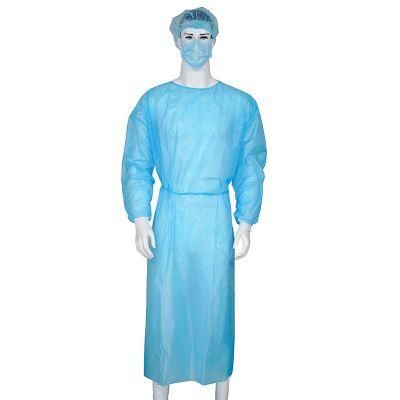 Disposable Waterproof Yellow Blue PP Non Woven Isolation Gowns with Knitted Cuff