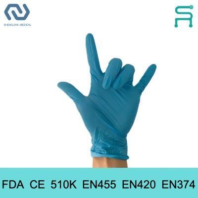 Powder Free 510K En455 En420 Disposable Nitrile Gloves with Free Sample