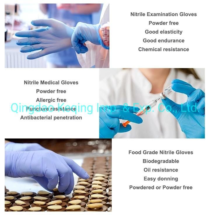 Doctor Disposable Hospital Surgical Powder Exam Examination Blue Medical Nitrile Gloves