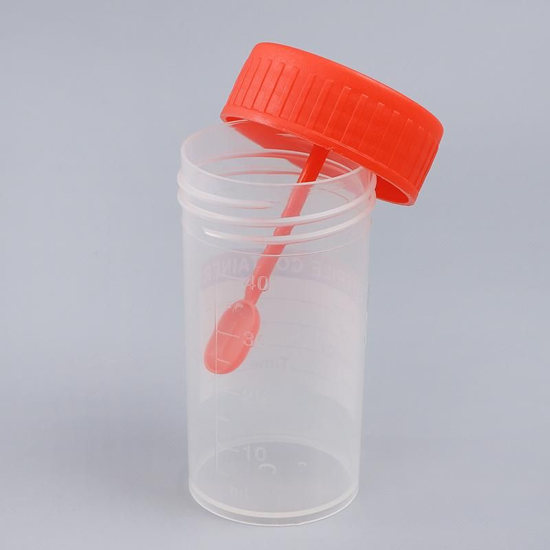 High Standard Plastic Stool Urine Collection Container with Spoon