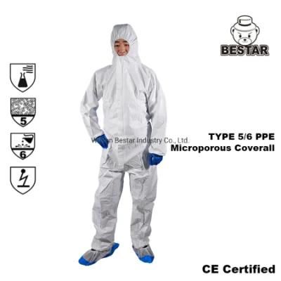 CE Certified Disposable Microporous Film Type 5/6 Economical Medical Coverall