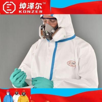 Konzer Type4/5/6 White Coveralls Disposable Medical Protective Clothing with Hood with Melt Tape