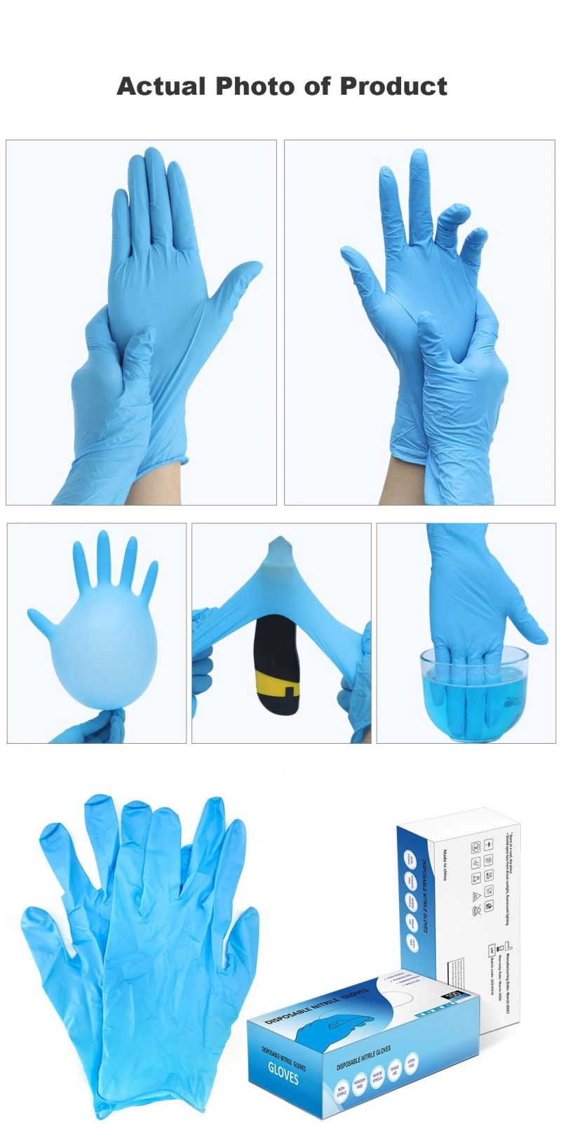 Blue Protective Powder Free Disposable Civil Nitrile Gloves