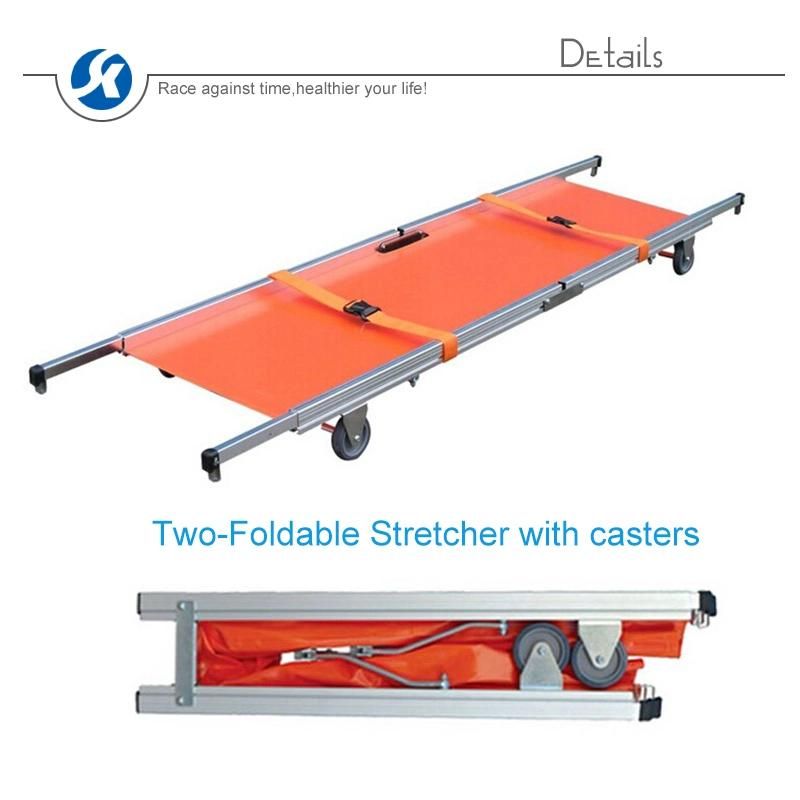 Heavy Duty Aluminum Alloy Folding Stretcher with Wheels