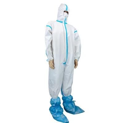 Microporous Film White Anti Liquid Hazmat Suit Safety Overalls Coverall
