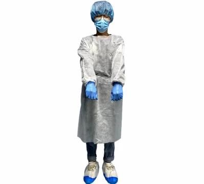 CE FDA Nonwoven Disposable Protection Impervious Knitted Cuffs Isolation Gown