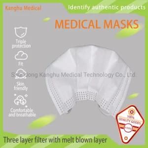 Kanghu Disposable Protective Medical Face Mask, Filtration Rate 95%, 3-Ply Face Mask with Earloop, Medical Mask for Adult Students