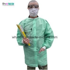 ISO 13485, FDA, CE Certified Disposable nonwoven lab coat, SMS/PP lab coat, visitor coat with pocket
