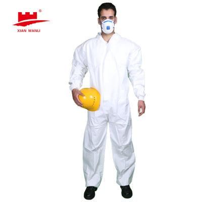 Anti Static Disposable Isolation Lightweight Safety Hooded Medical Non Woven Protective Hazmat Coverall Suit Long Sleeves