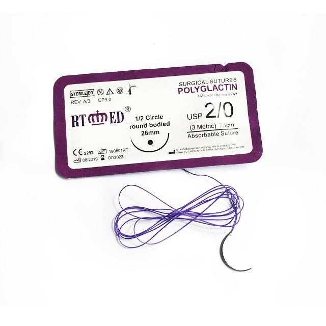 Rtmed Medical Supply Absorbable Surgical Suture Thread with Needle Pgla