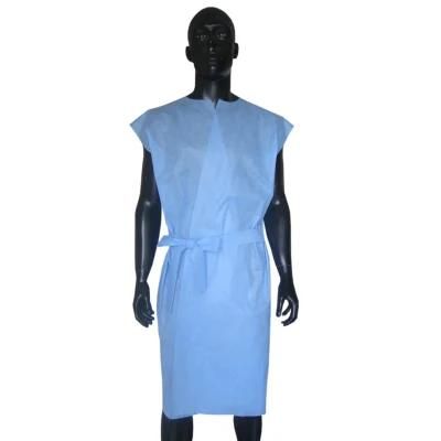 Good Quality Non Woven PP SMS Short Sleeve Patient Gown Manufacturer Sleeveless Patient Gown Uniform
