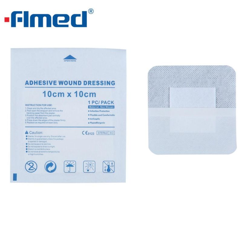 Medical Disposable Non-Woven Wound Dressing with Absorbent Pad, Self-Adhesive, Sterile