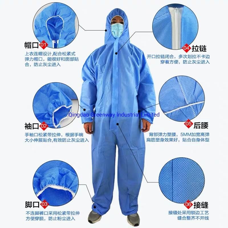 Non Woven Safety Disposable SMS Isolation Gown