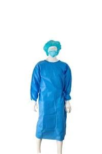 Factory Supply Disposable Non-Woven Gown SMS Isolation Gown One-Piece Protective Gown with Hood