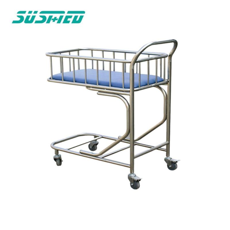 High Quality Medical Stainless Steel Newborn Crib Stainless Steel Adjustable Hospital Crib