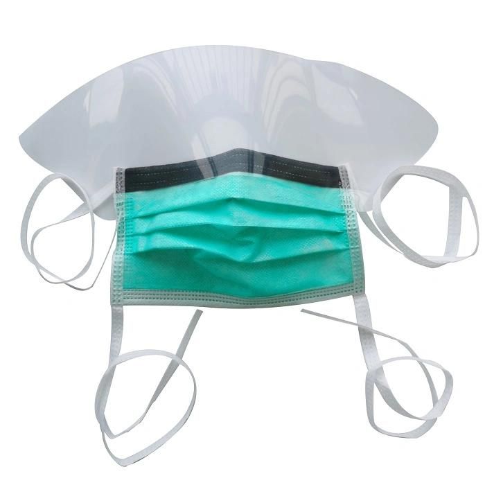 Disposable Fog-Free Tie on/Earloop Mask W/ Splash Visor Procedure Mask with Anti-Glare Wraparound Visor Mascarilla Con Visera