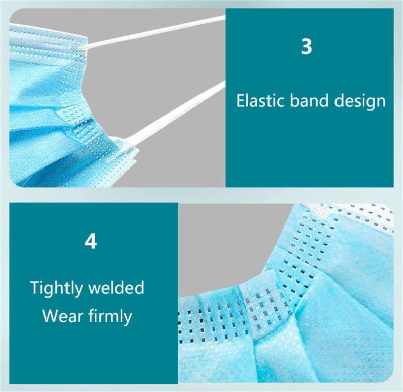 Wholesale Disposable Color Mask Breathable Medical 3 Layer Face Mask Non Woven Face Mask