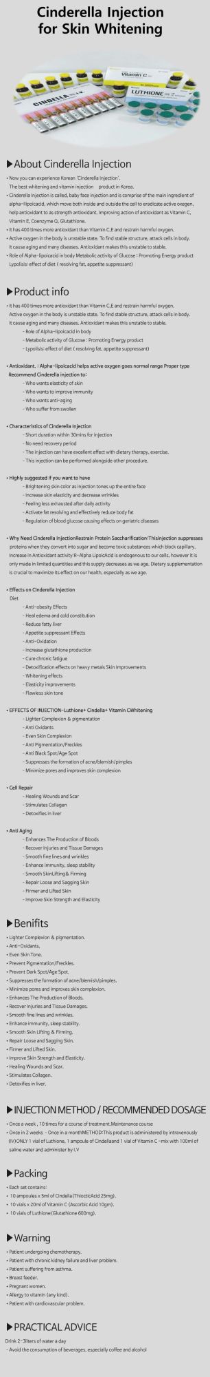 2021 Best Quality Korea Original Aesthetics Glutathione Injection Cindella Luthione Vitamin C Full Set Lighting Anti-Aging Glutathione Skin Whitening Injection