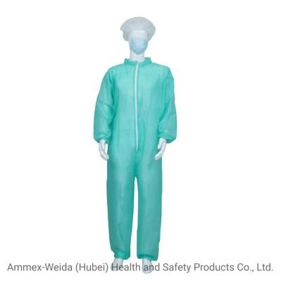 Workwear/Factory Prevent Dust Disposable Medical Use Non-Woven Coverall with Elastic Wrist and Zipper Closure