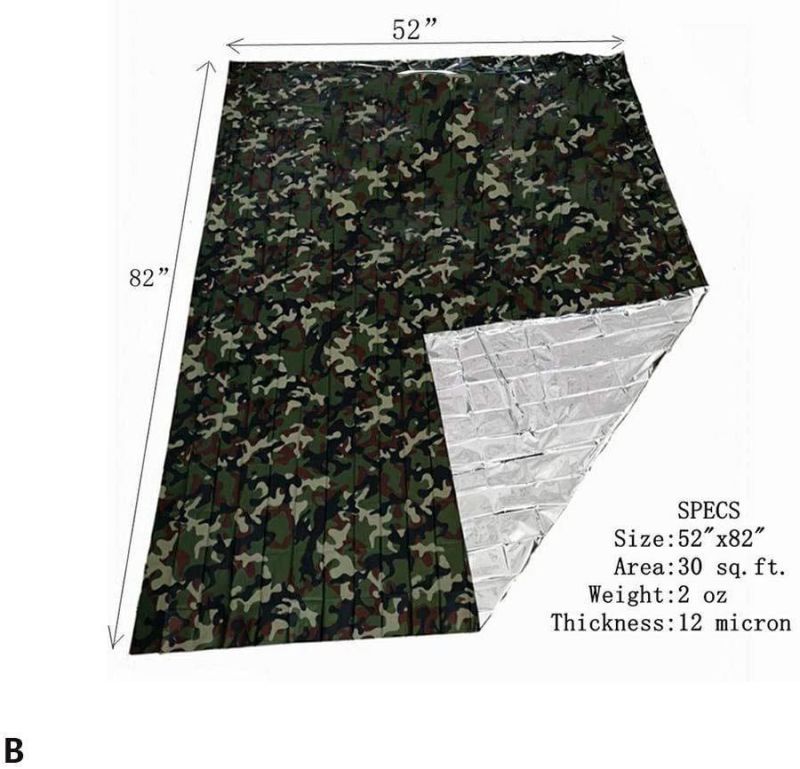 Multi-Use 1.3*1.6m Camouflage First Aid Reflect 90% Body Heat Thermal Foil Silver Survival Mylar Camo Aluminum Foil Blanket